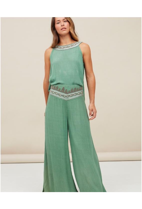 PANTALON VESTIR MUJER NEKANE VERDE OMILA Talla M Color VERDE MENTA