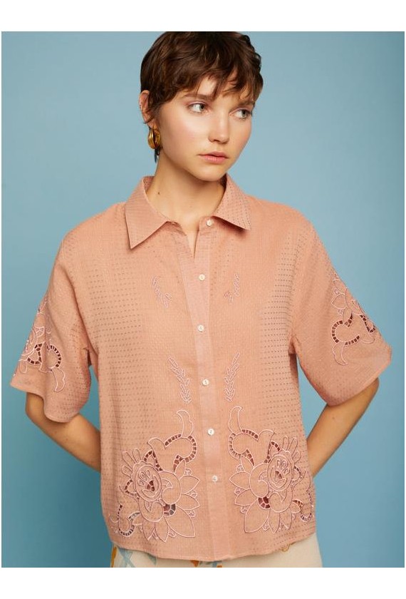 Meisie blusa bordada manga corta...