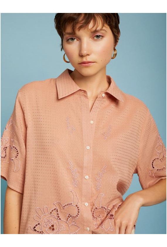 Meisie blusa bordada manga corta...