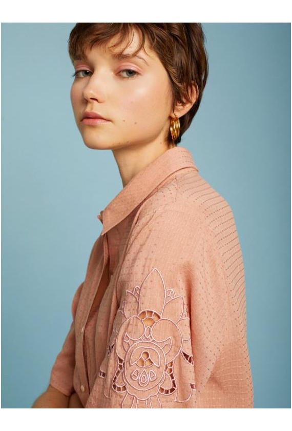 Meisie blusa bordada manga corta...