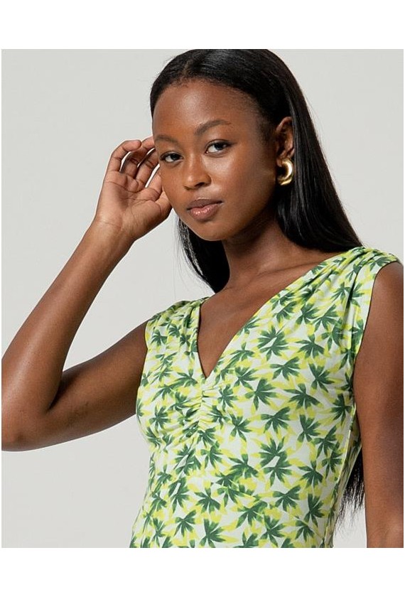 VESTIDO PUNTO ESTAMPADO HOJAS SURKANA...