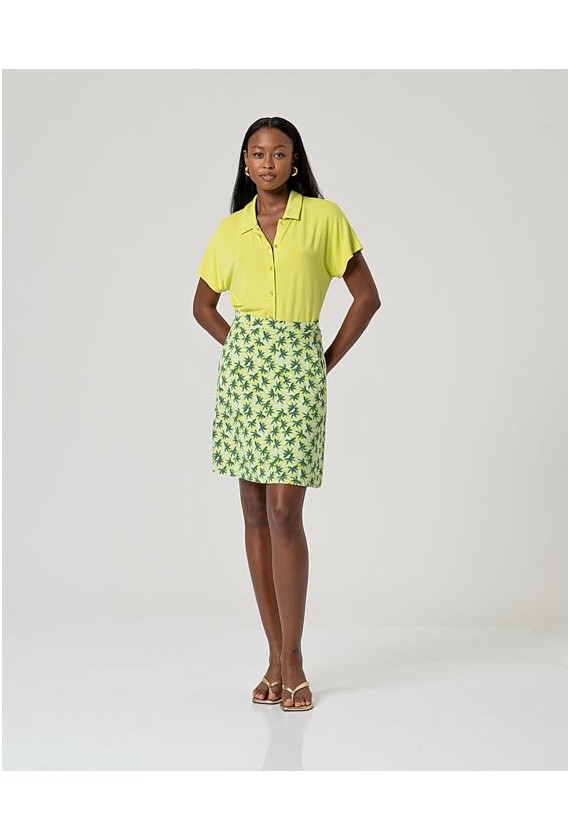 FALDA CORTA MODAL ESTAMPADO HOJAS...