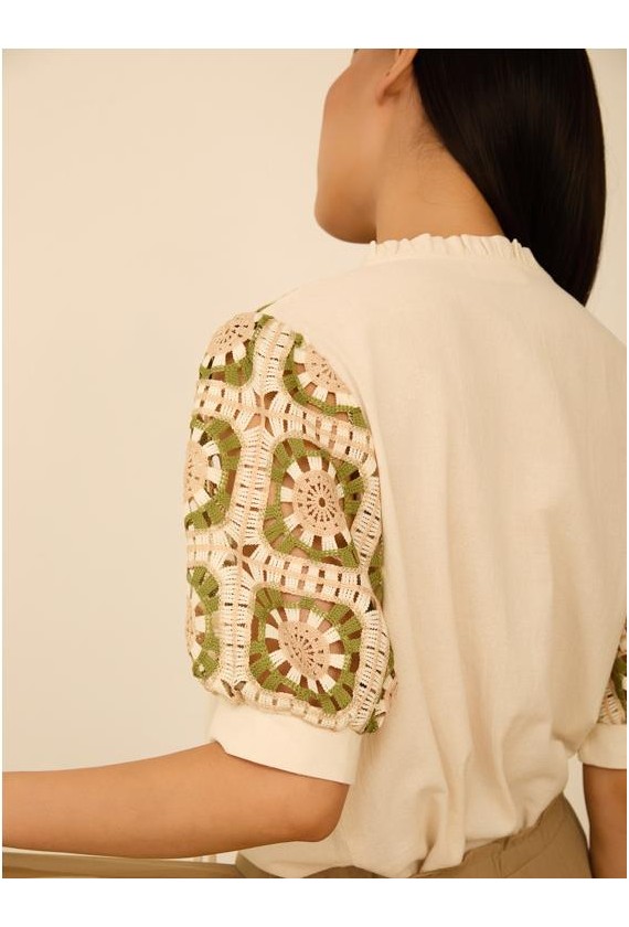 Blusa crochet Meisie manga corta...