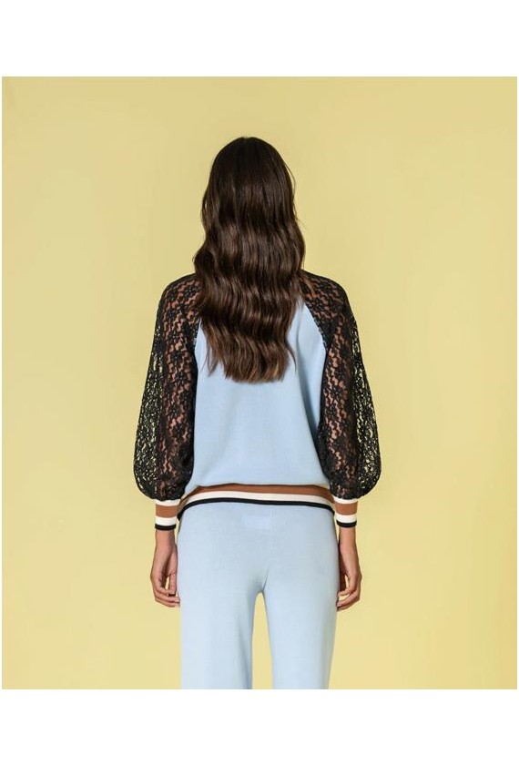 Bomber deportiva Ruga mangas encaje