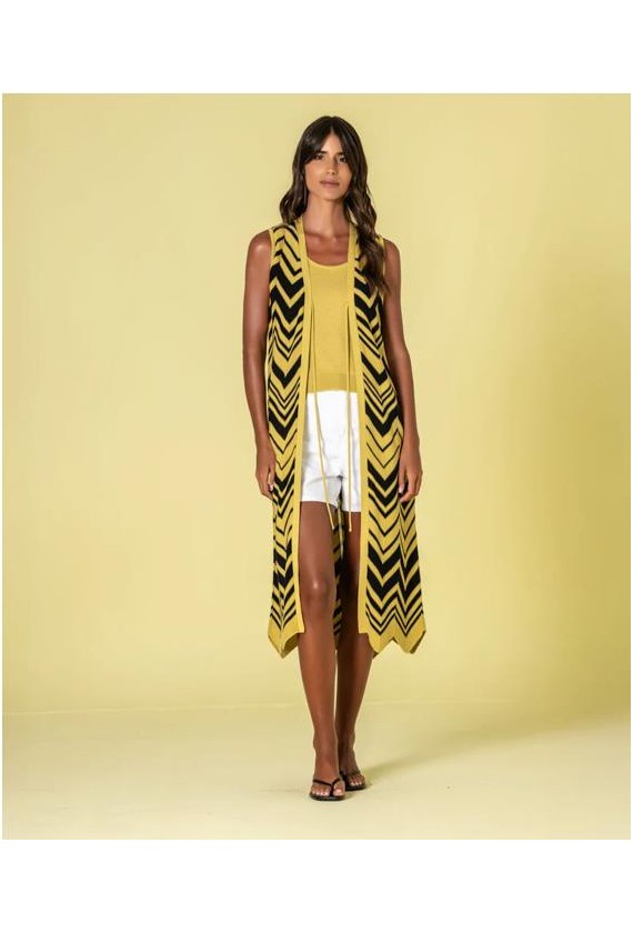 Chaleco largo Ruga intarsia zig zag