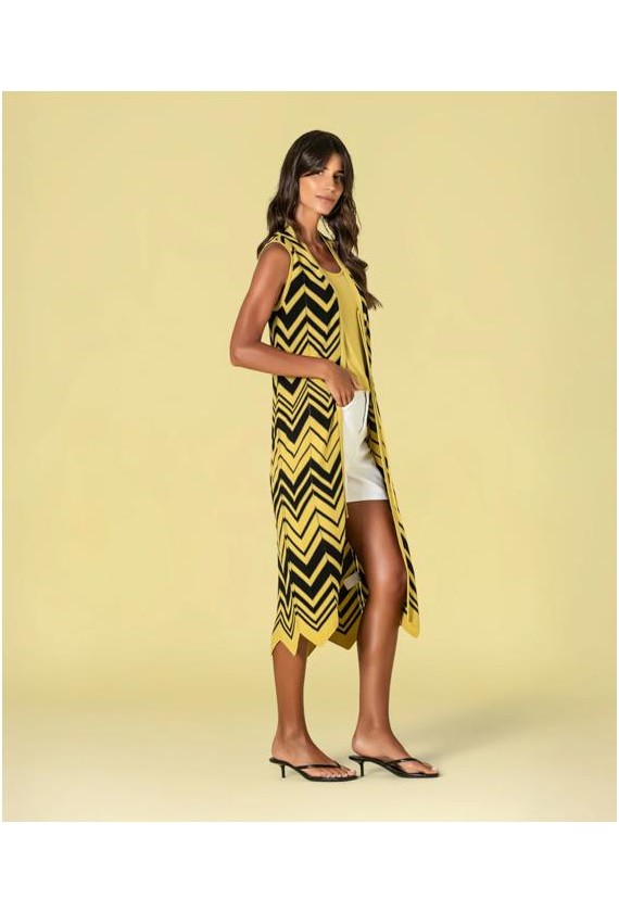 Chaleco largo Ruga intarsia zig zag
