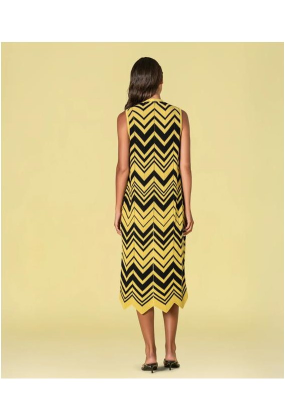 Chaleco largo Ruga intarsia zig zag