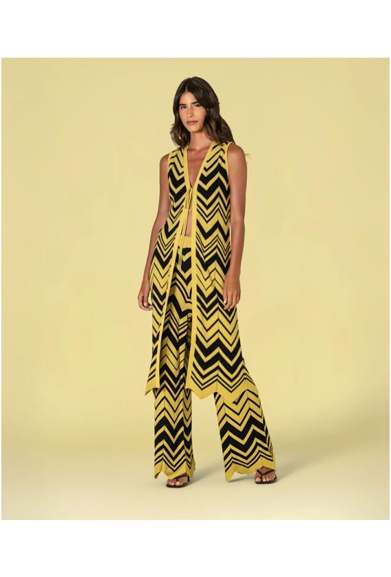 Chaleco largo Ruga intarsia zig zag