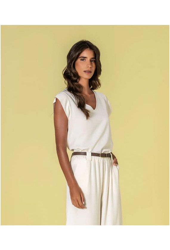 Blusa Ruga manga caida