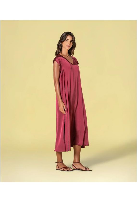 Vestido largo fluido raso Ruga 6484