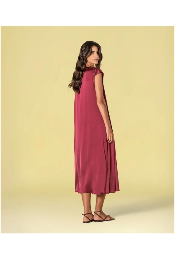 Vestido largo fluido raso Ruga 6484