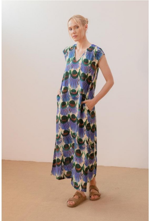 Vestido largo estampado pavo Pan 2602262