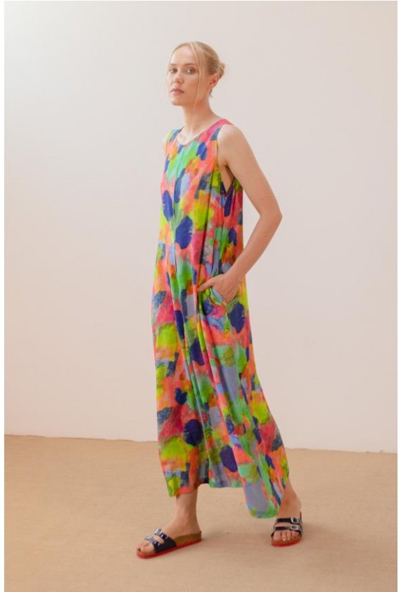 Vestido largo manchas colores Pan...