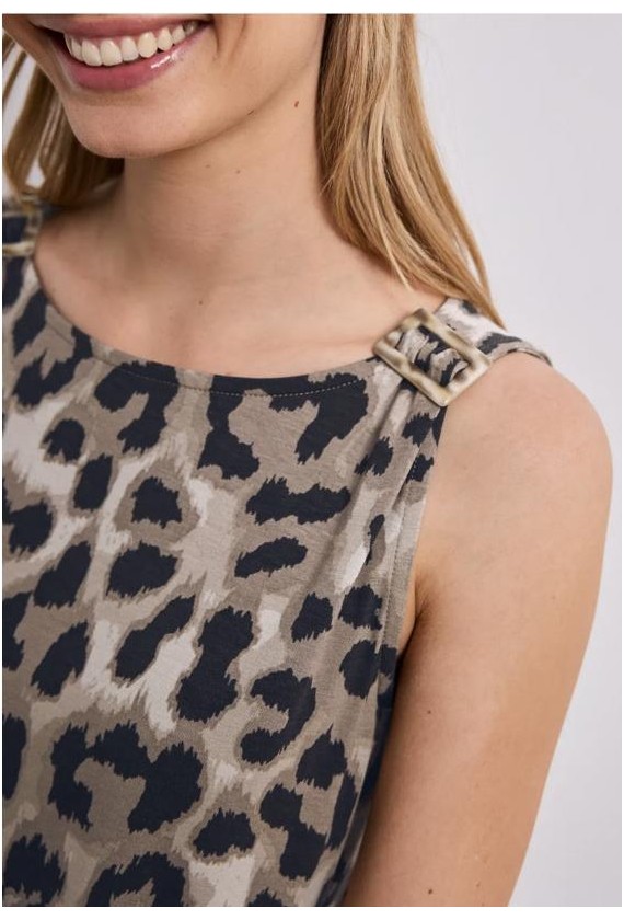 Top animal print adorno hebilla...
